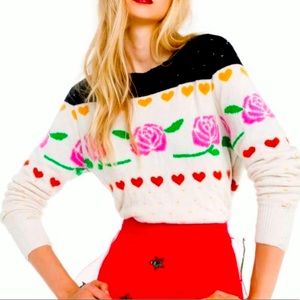 Wildfox Rose Fair Isle Sweater L